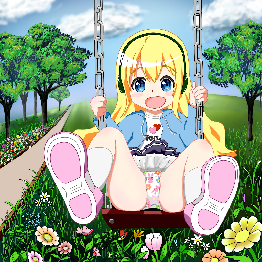 二次ロリ少女が無邪気に公園の遊具、ブランコで遊んでるエッチなのも萌えなのもある二次ロリ画像-36