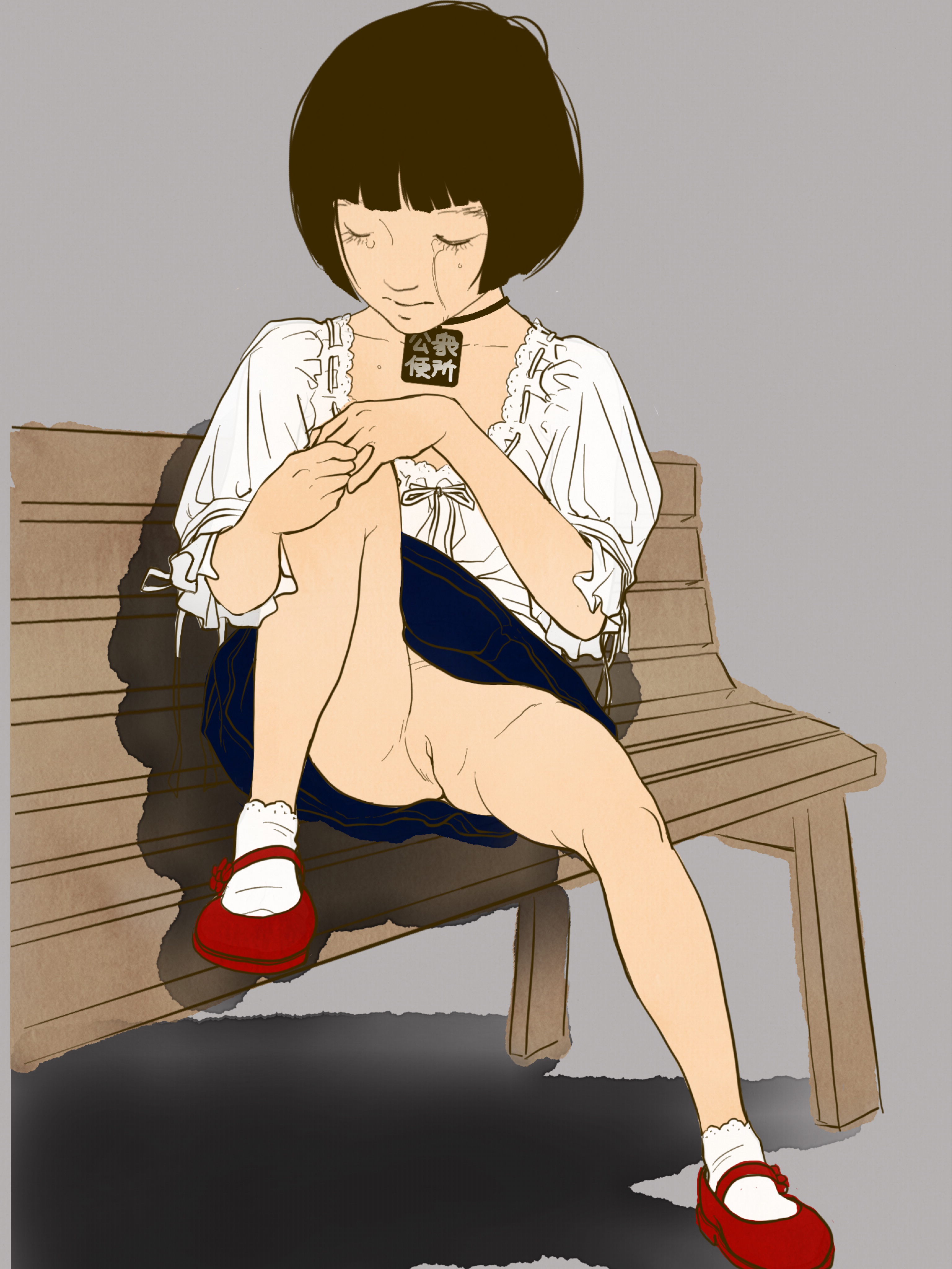 可愛いロリ少女が公園とかのベンチでやらないかって感じで露出して誘ってくる季節な露出ロリ二次エロ画像-36