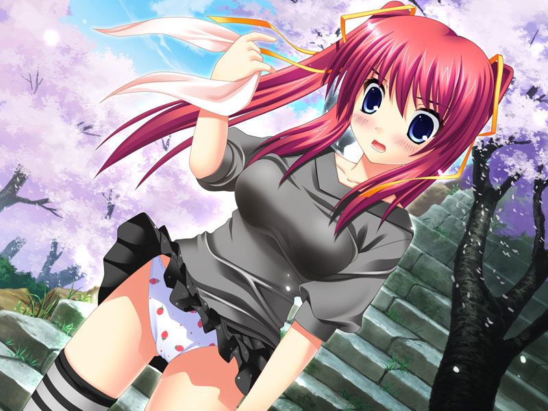 春一番の風邪で桜吹雪とともにスカート舞ってる風のいたずらスカートめくられ二次エロ画像-11