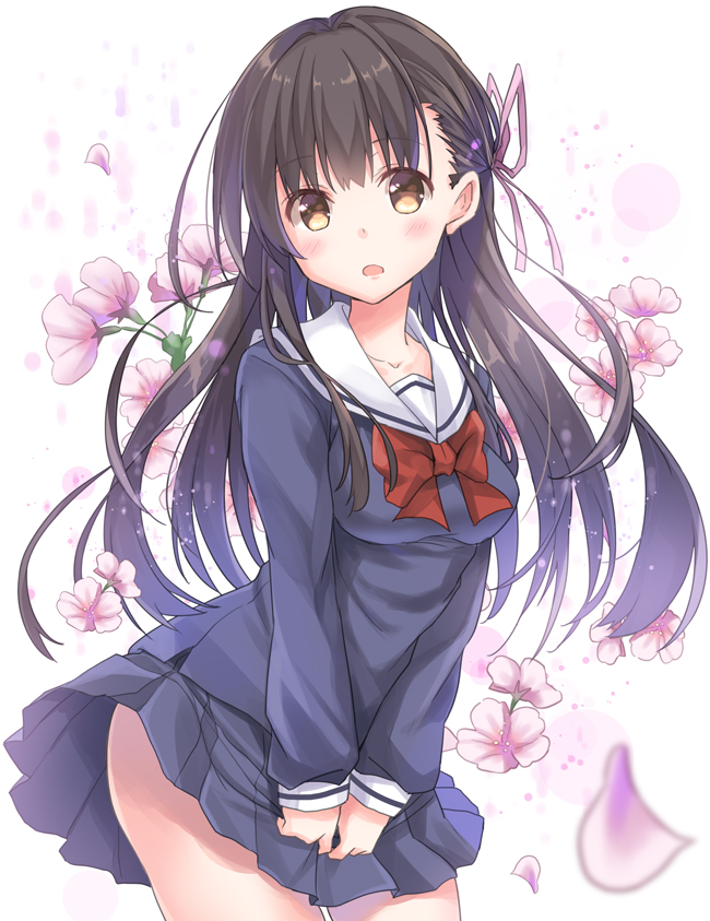 春一番の風邪で桜吹雪とともにスカート舞ってる風のいたずらスカートめくられ二次エロ画像-30