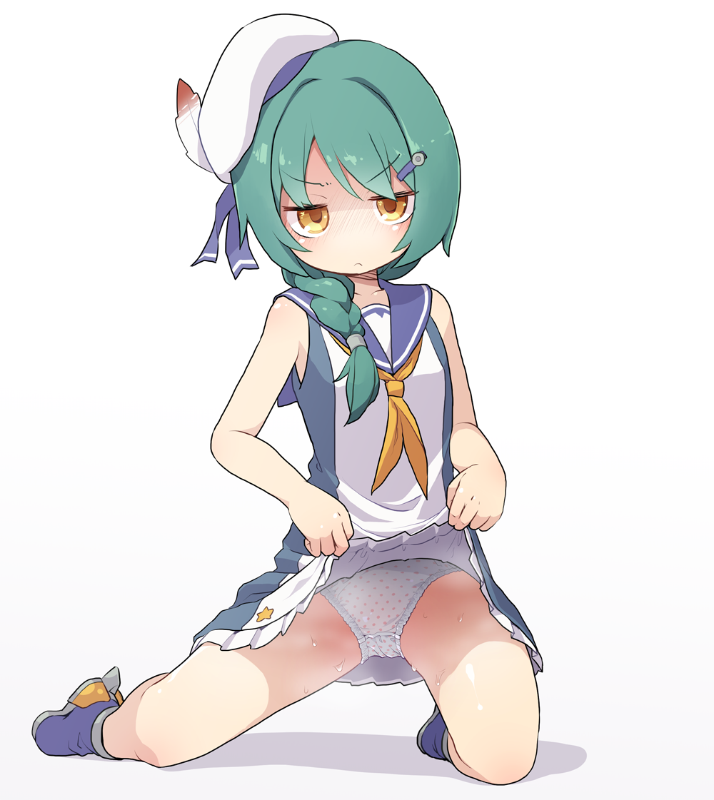二次ロリ少女が涼しくなってきたけどスカートたくし上げて涼をとるようなたくし上げロリ二次エロ画像-28