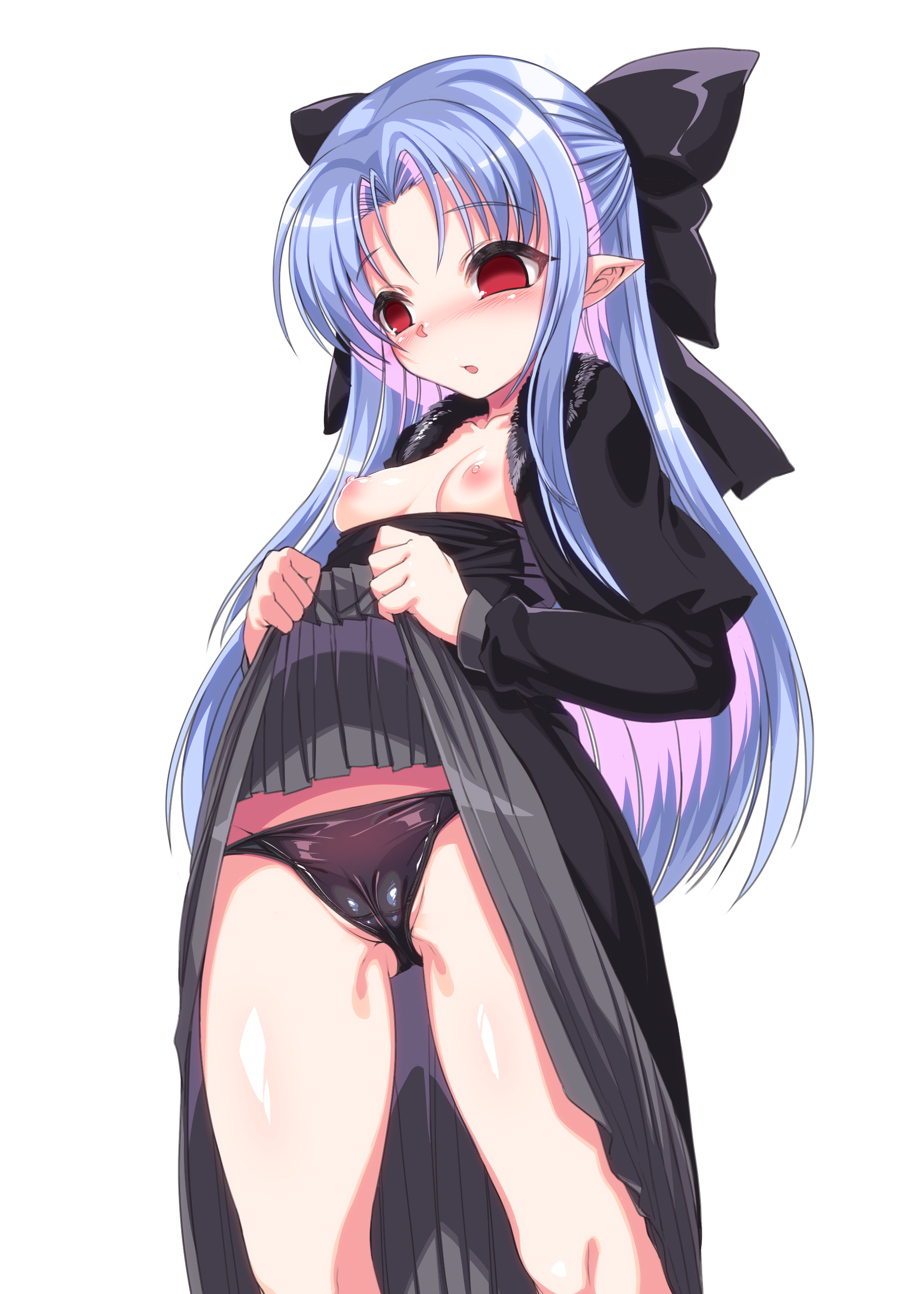 二次ロリ少女が涼しくなってきたけどスカートたくし上げて涼をとるようなたくし上げロリ二次エロ画像-39