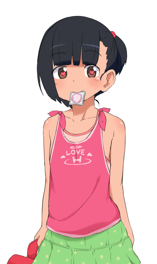 二次ロリビッチ少女が未開封コンドームを口にくわえて誘ってくるロリビッチ誘惑二次エロ画像-9