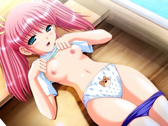 二次ロリ少女の恥ずかしい部分を見るのに最高のシチュエーションなたくし上げロリ二次エロ画像-12
