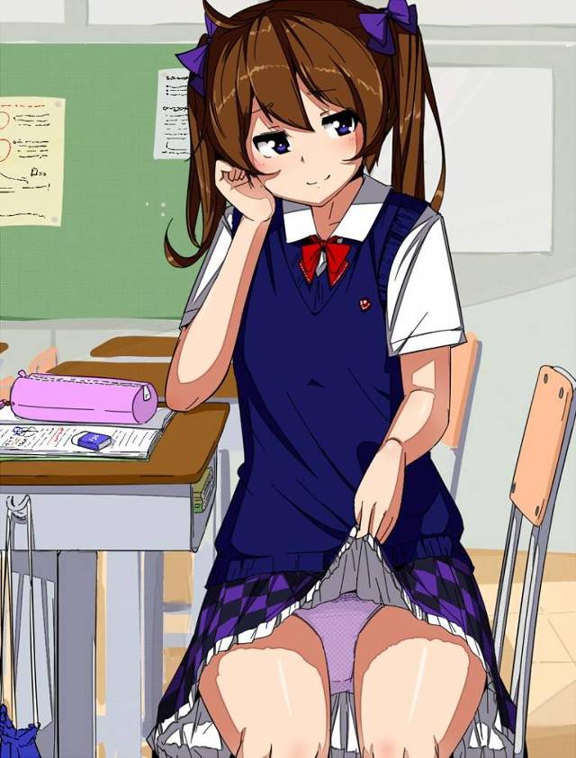 二次ロリ少女の恥ずかしい部分を見るのに最高のシチュエーションなたくし上げロリ二次エロ画像-13