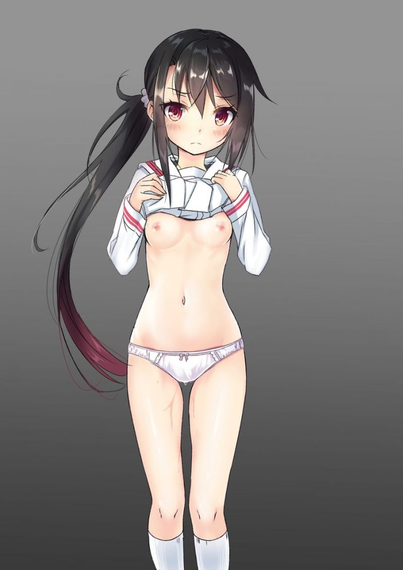 二次ロリ少女がたくし上げをしてパンツとかが見えてしまってる感謝しかないロリたくし上げ二次エロ画像-10