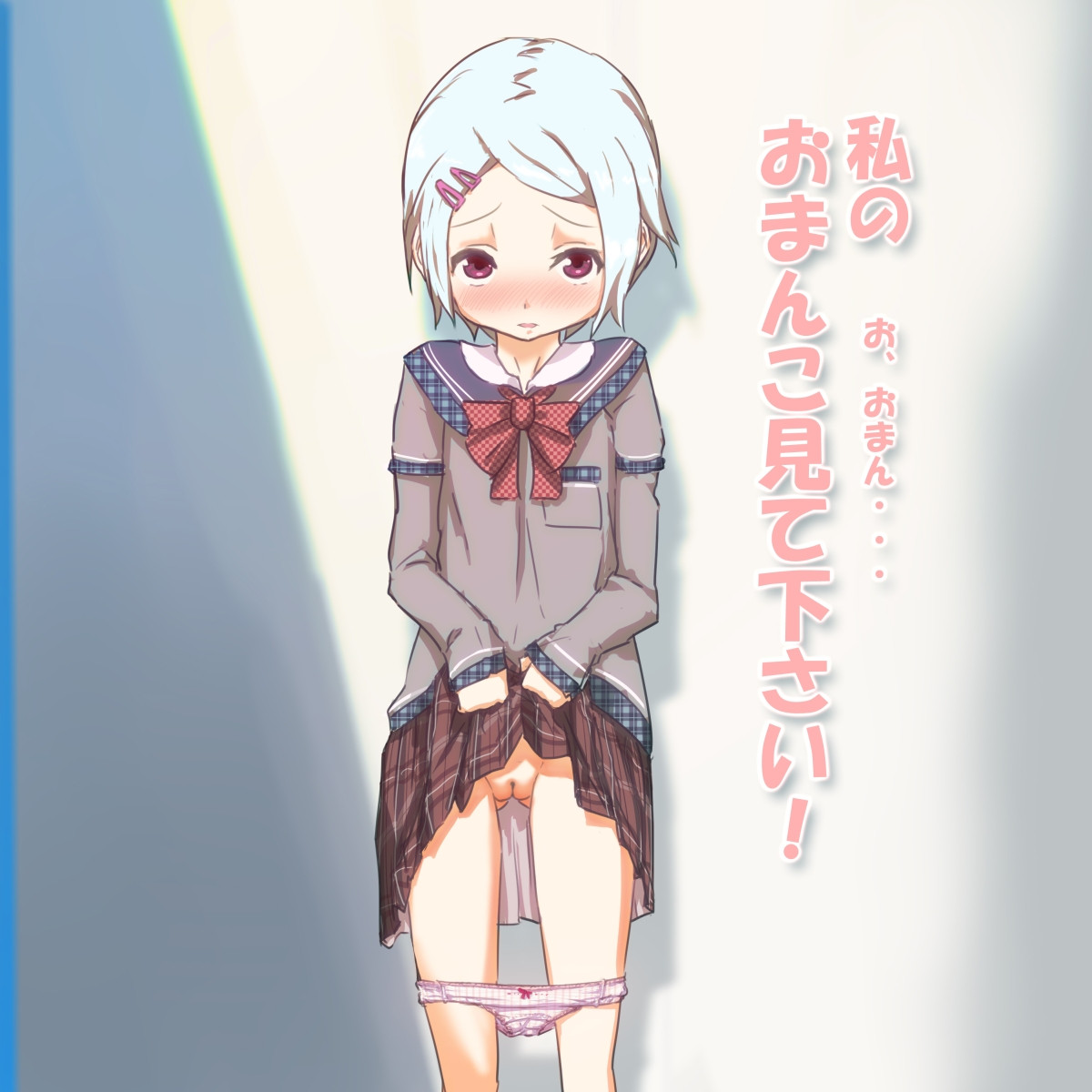 二次ロリ少女が自分からスカートたくし上げて中身を見せてくれる羞恥プレイロリ二次エロ画像-22