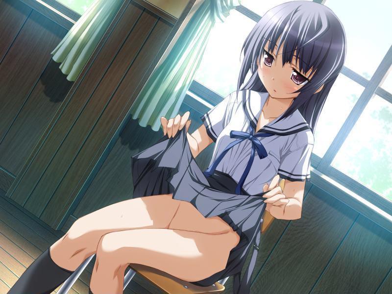ノーパン露出して遊んでるのをスカートたくし上げて見せてくれる二次ロリ少女のエロ画像-4