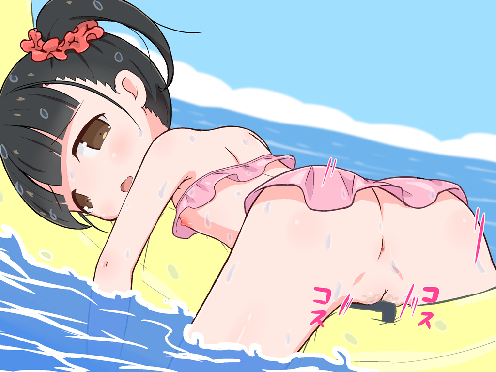 二次ロリ少女が暖かくなってきて露出プレイのドキドキ感を楽しむロリ露出二次エロ画像-4