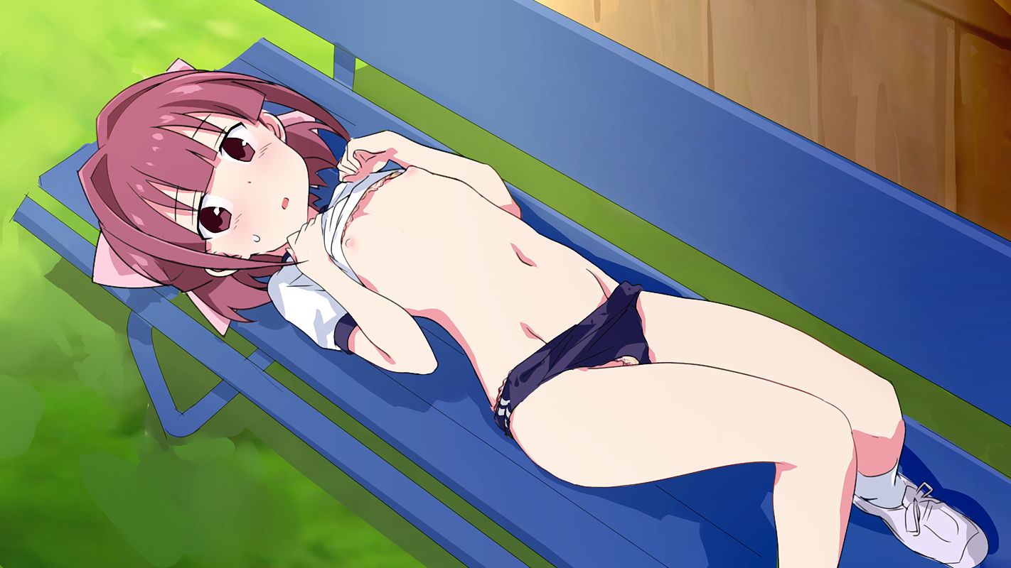 二次ロリ少女が暖かくなってきて露出プレイのドキドキ感を楽しむロリ露出二次エロ画像-6