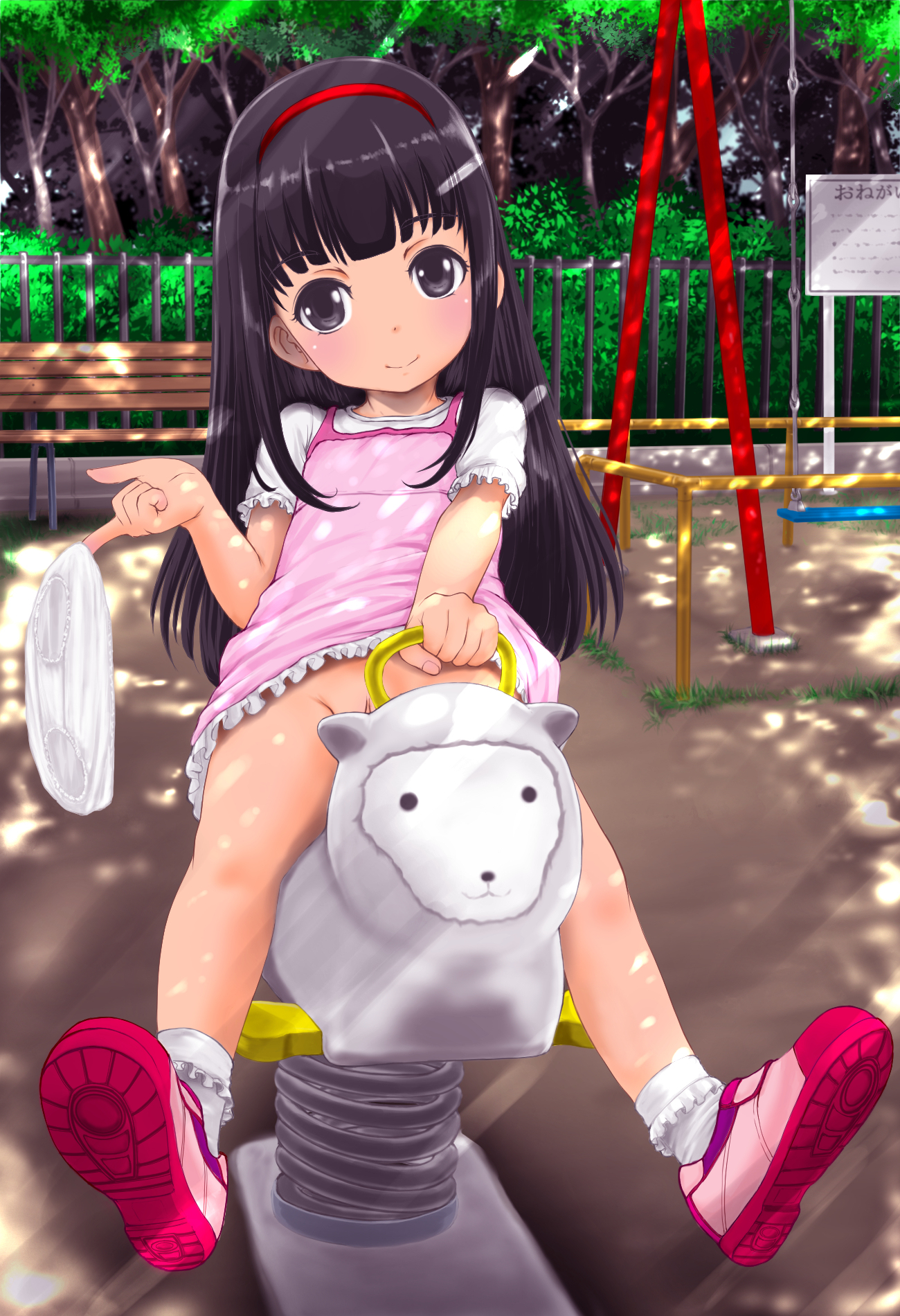 二次ロリ少女が暖かくなってきて露出プレイのドキドキ感を楽しむロリ露出二次エロ画像-25