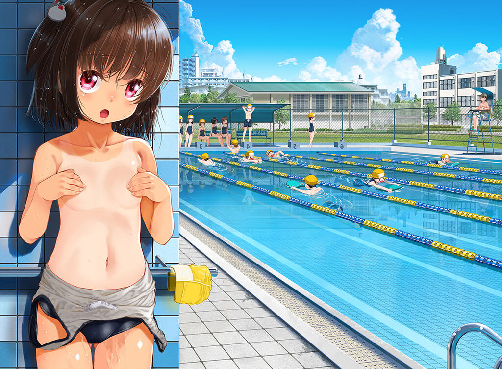 二次ロリ少女が暖かくなってきて露出プレイのドキドキ感を楽しむロリ露出二次エロ画像-35