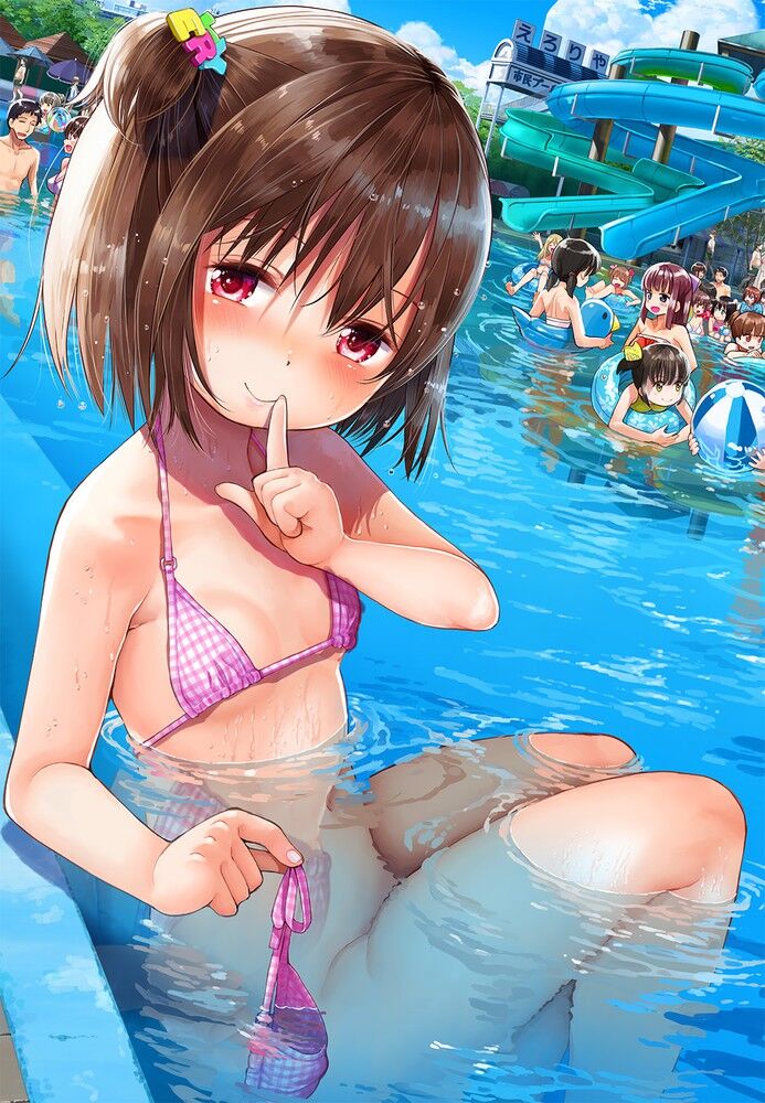 二次ロリ少女が暖かくなってきて露出プレイのドキドキ感を楽しむロリ露出二次エロ画像-50
