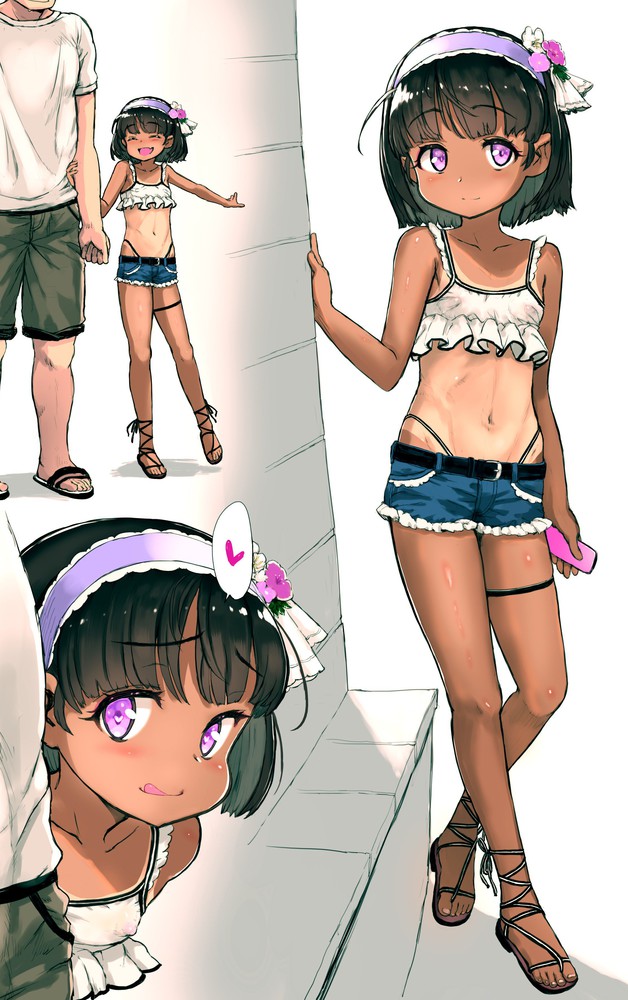 二次ロリ少女の黒髪でボブとかショートカットとかおかっぱとかの短めヘアスタイルロリ少女の二次エロ画像-24