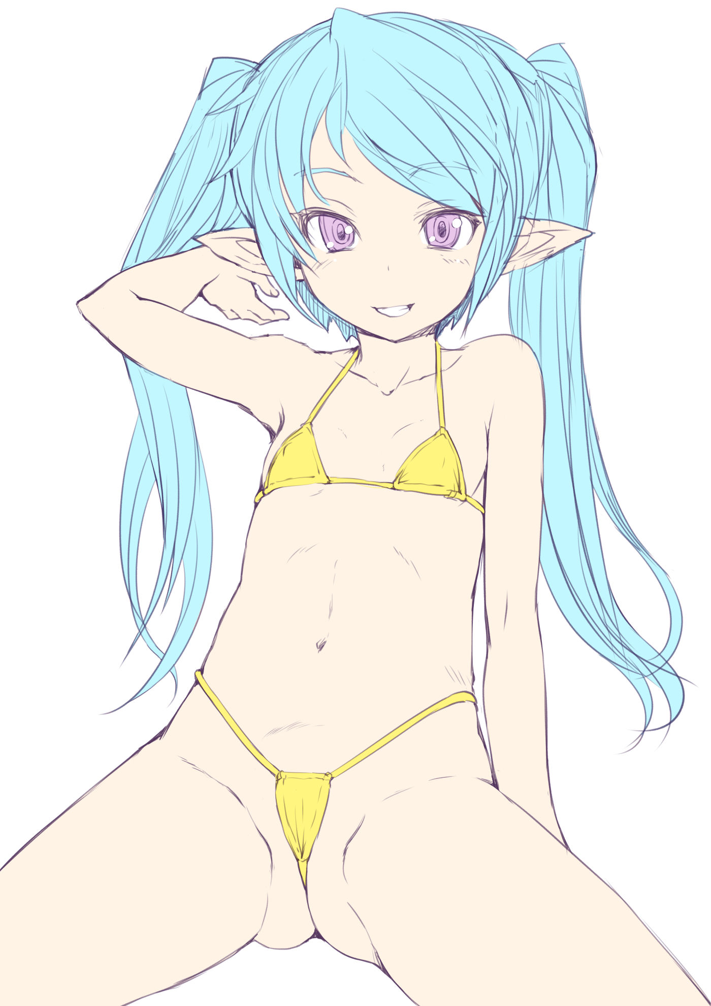 二次ロリ少女の寸胴ボディのおへそをぺろぺろしたくなるロリペドおへそ二次エロ画像-14