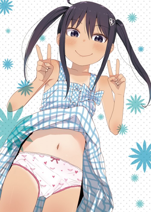 二次ロリ少女のスクール水着の形にきれいについた日焼け跡がエッチな一足早いスク水日焼けロリ二次エロ画像-21