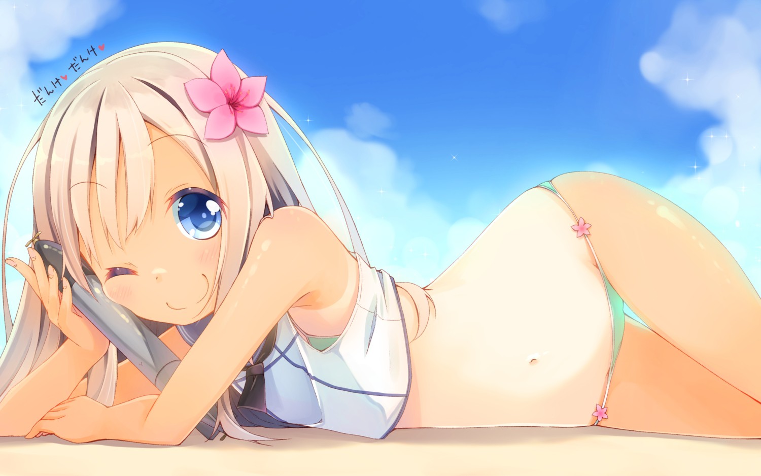 二次ロリ少女のスクール水着の形にきれいについた日焼け跡がエッチな一足早いスク水日焼けロリ二次エロ画像-29