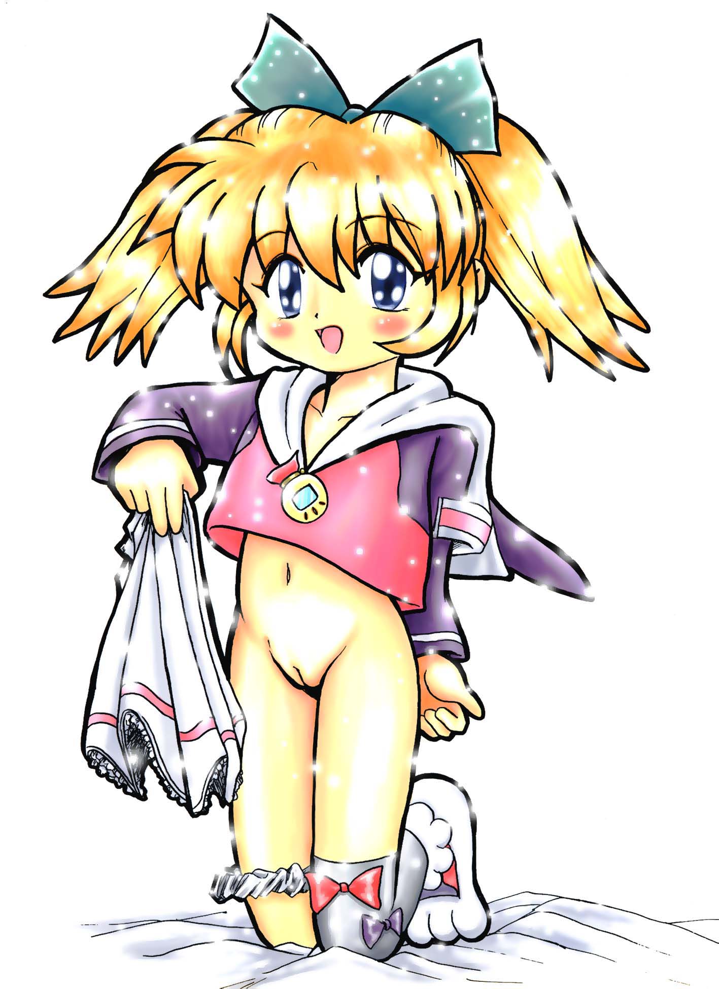 服は着てるけどパンツは脱いでたり穿いてなかったりなノーパンロリ少女の二次エロ画像-42