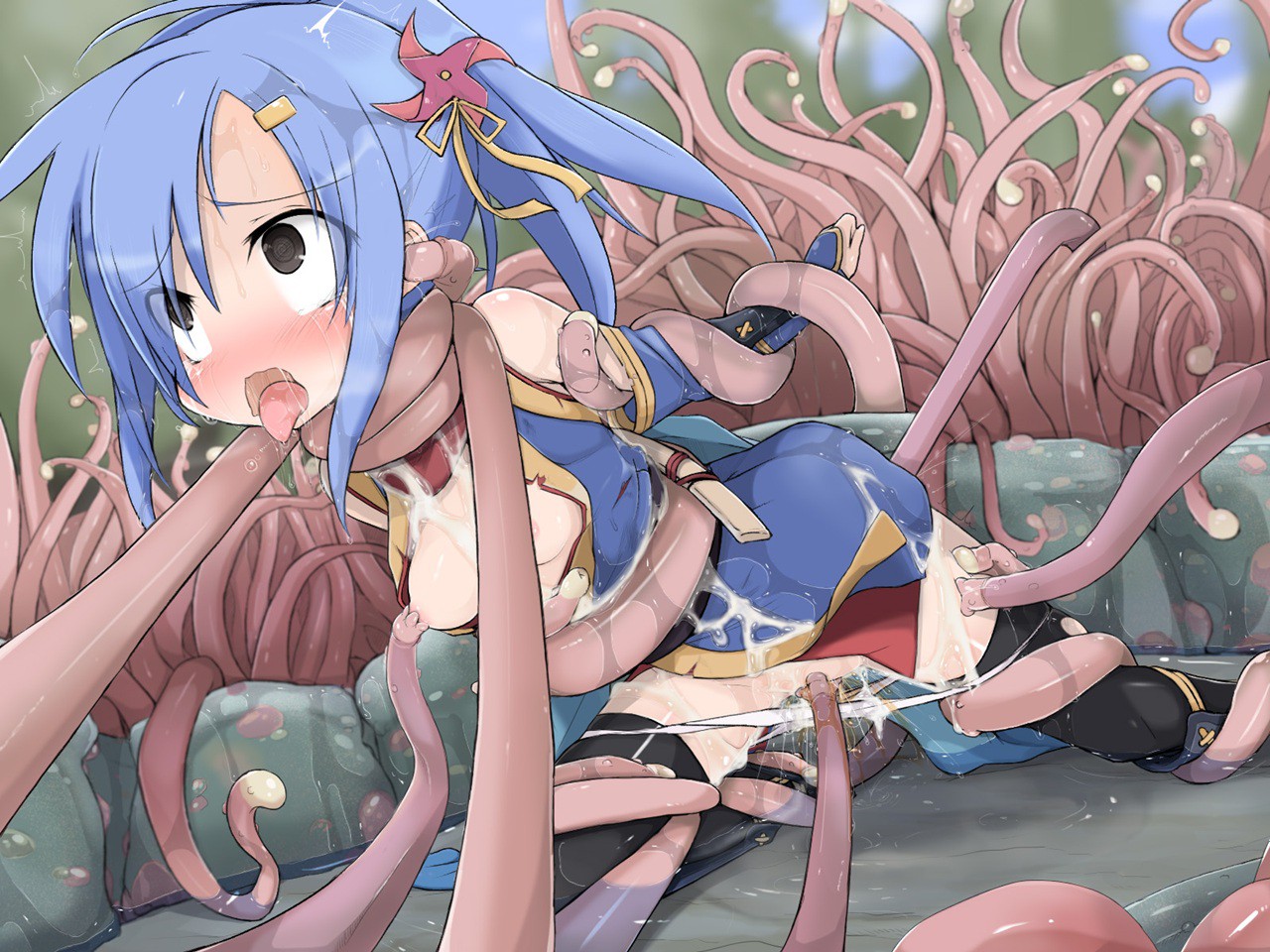 二次ロリ少女がその狭い穴には入りきらない数の触手に襲われる触手姦ロリ二次エロ画像-34