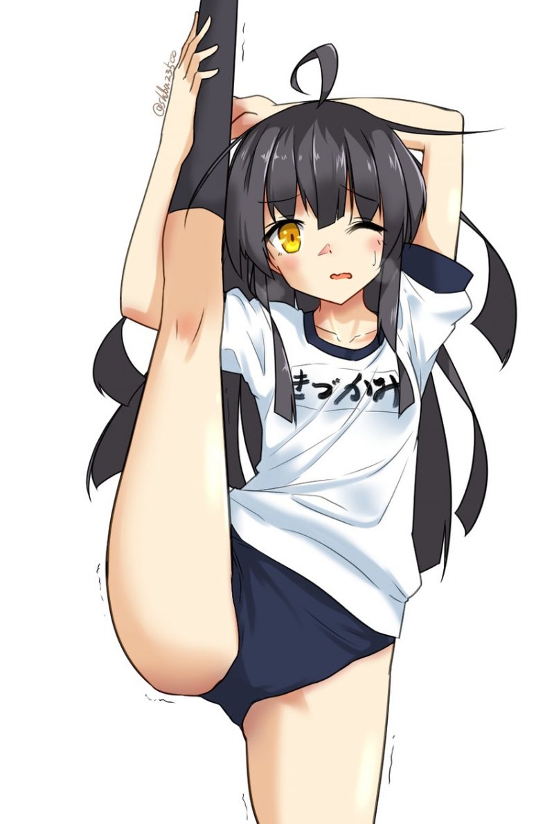 二次ロリ少女が柔軟な身体でお股おっぴろげのI字バランスして股間に注目しちゃう二次エロ画像-9