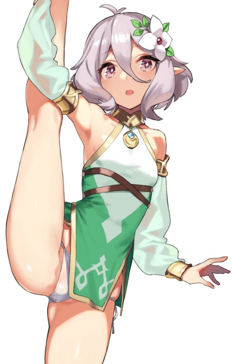 二次ロリ少女が柔軟な身体でお股おっぴろげのI字バランスして股間に注目しちゃう二次エロ画像-10