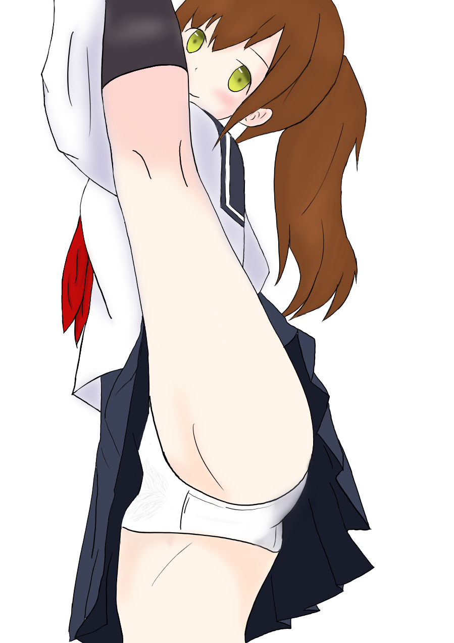 二次ロリ少女が柔軟な身体でお股おっぴろげのI字バランスして股間に注目しちゃう二次エロ画像-29